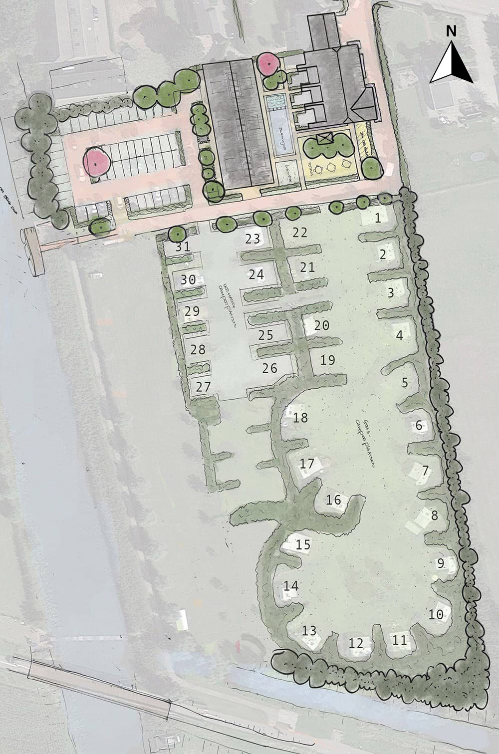plattegrond-groot Kamperen in Noord-Brabant - Mini camping Hoeve de Bonte Kraai